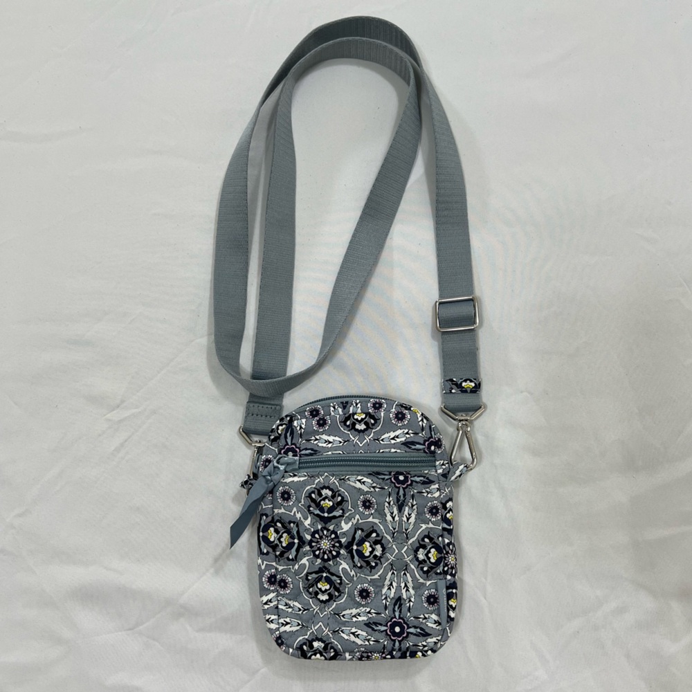 Vera Bradly Convertible Crossbody RFID Small Light Blue Floral